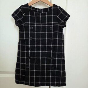 Jacadi checkered wool dress dark navy blue black size 4